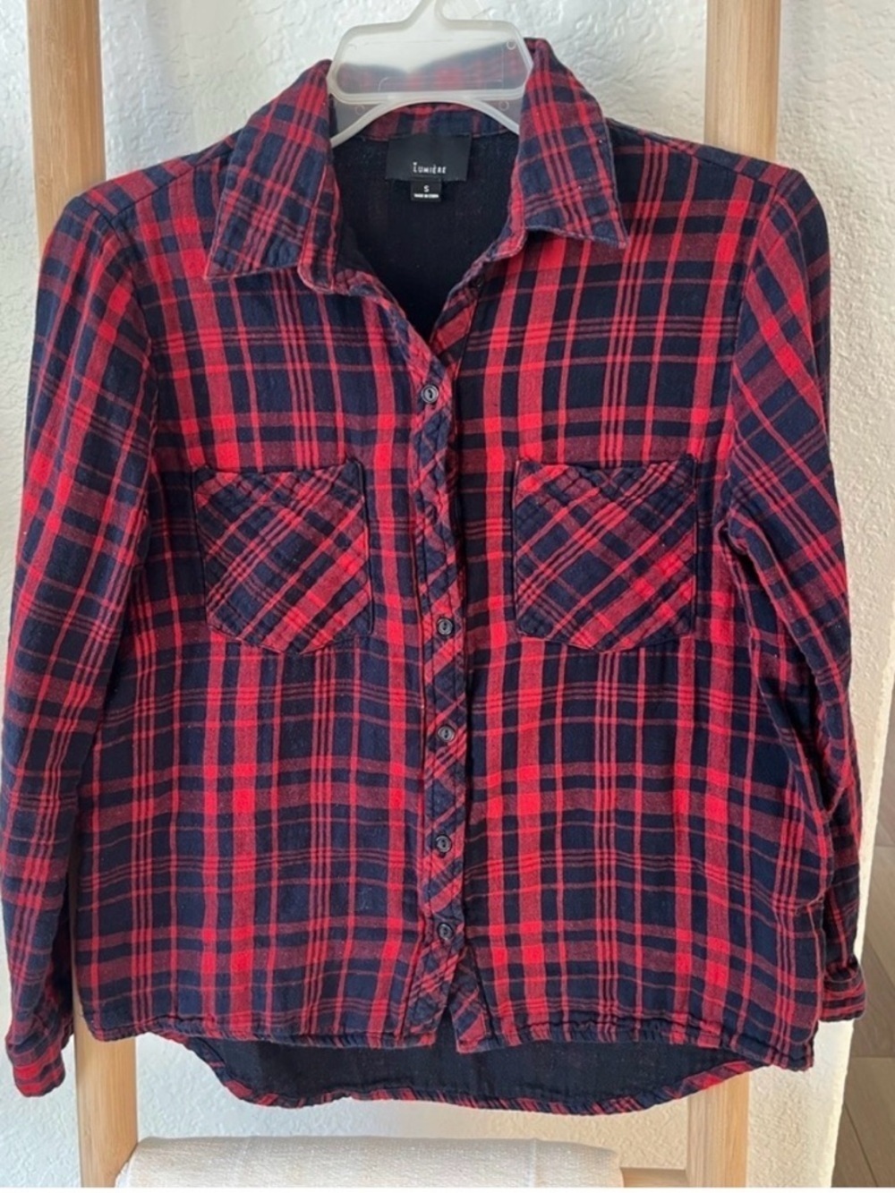 Lumiere Red and Black Plaid Button-Down Shirt